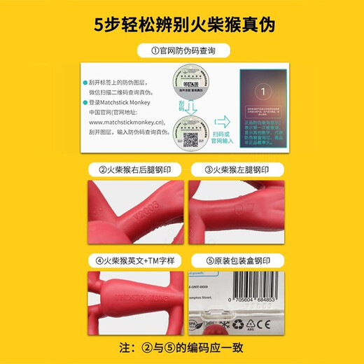 MATCHSTICK MONKEY British Match Monkey Teether Baby Soothing Molars No Tail Anti-Eating Hand Bite Teething Teeth Can Be Boiled Professional Teething Teeth With Tail Payment Red