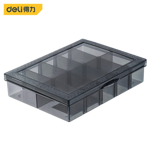 Deli parts box storage box detachable black transparent small grid free-grid electronic component storage classification box parts box DL432301