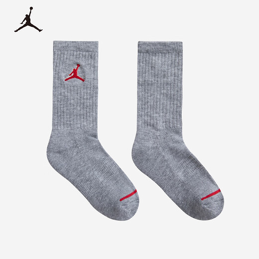 Jordan Nike AJ children's socks 3 pairs of men's and women's mid-length socks 2025 new youth sports socks Yanling Gray