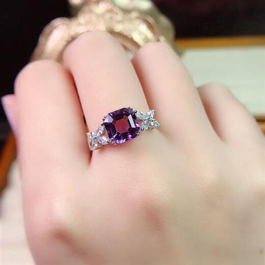 Amethyst Ring Quadrat 8mm Ring lila Edelstein Ring Frauen SN4859 Ring Roségold Leben