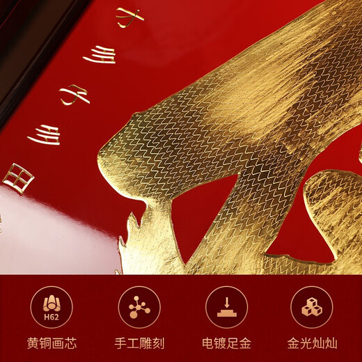 Pearl Viewing and Jade Appreciation Kangxi Chinese Blessing Copper Engraving Gold Carving Wall Painting Bedroom Entrance Corridor Aisle Copper Gold-plated Decorative Painting Baifu Picture Outer Diameter 1.01 1.01 Meter Brass Painting Core