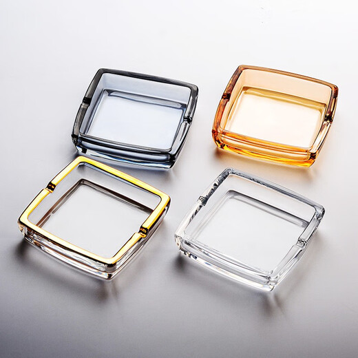 Manwei household windproof ashtray office business ashtray creative personality living room small simple glass ashtray bedroom anti-fly ash amber + ash