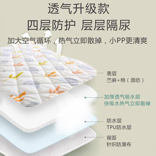 Yinbei Ai urine separator pad Large size baby ramie cool mat sheets can be washed large bed elderly linen summer breathable urine separator pad Rami urine separator pad [180*200]