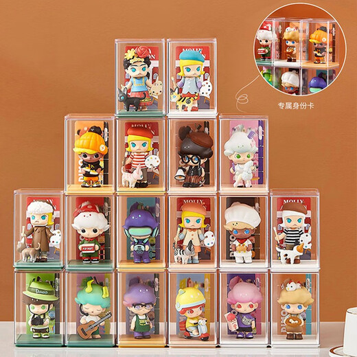 KAMAN Blind Box Storage Display Rack Transparent Dustproof Jar Bubble Mart Doll Doll Storage Box White 6 Pack Free of Glue