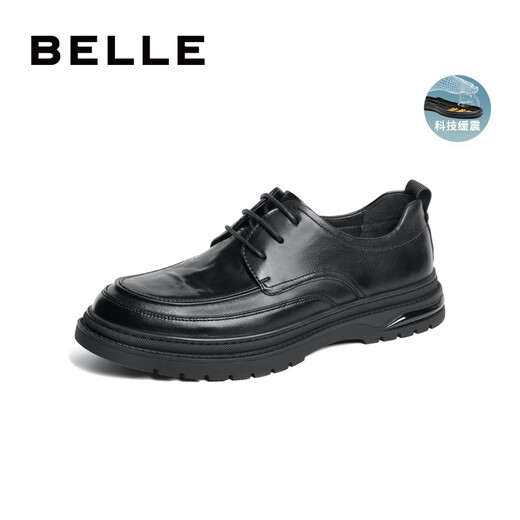 Belle Commuting Business Leather Shoes 2025 Men's Leather Pleated Height Casual Shoes A1373AM4 Black 2 43