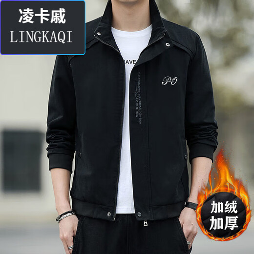 Commander Bear Herrenjacke Herbst und Winter Pure Cotton Jacket Herrenstand Collar Korean New Casual Jacket BD9905-Black-Spring und Herbststil-Polyester Faser L 100-15jin [Jin gleich 0,5 kg]