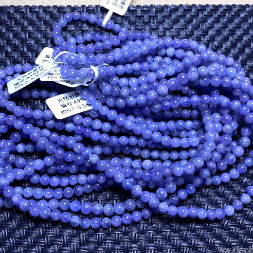 Henglijia Natural Ocean Heart Tanzanite Three Circle Bracelet Buddha Beads Purple Sapphire Crystal Bracelet Tanzanian Gemstone Jewelry for Women (A102) Approximately 5.1-5.2mm