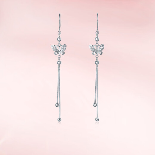 Saturday Fortune (ZLF) PT950 platinum earrings for women, classical tassel butterfly dance earrings T 3.85g