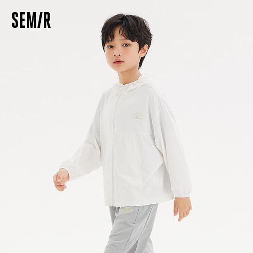 Semir children's jacket 2024 new loose, simple and versatile sun protection clothing summer boys' tops girls skin clothing off-white 10302 100