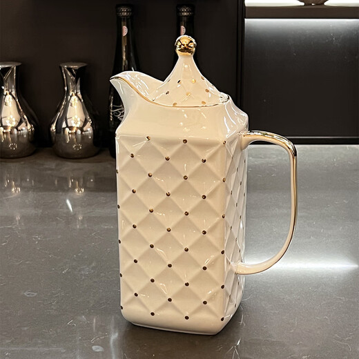 Xibaisheng high-end ceramic water cup set family hospitality cup teapot teacup housewarming wedding gift tea set light luxury water set 9-piece set 681 gift box packaging