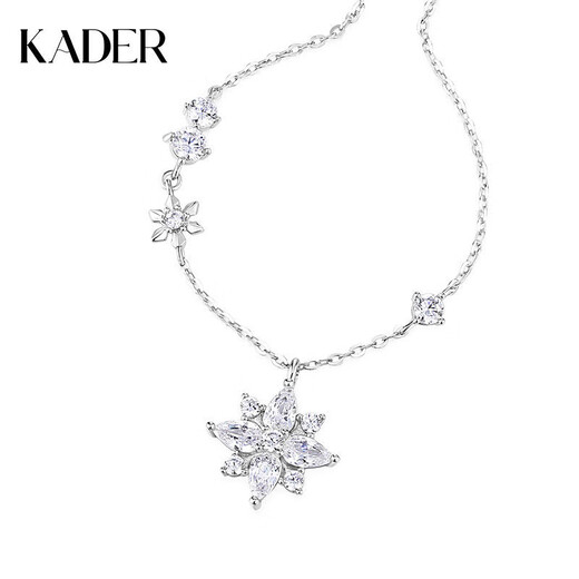 Catillo Lucky Snowflake 999 Silver Necklace Girls Pendant Clavicle Chain Birthday Gift for Girlfriend Snowflake Necklace/Free Engraving/925 Silver