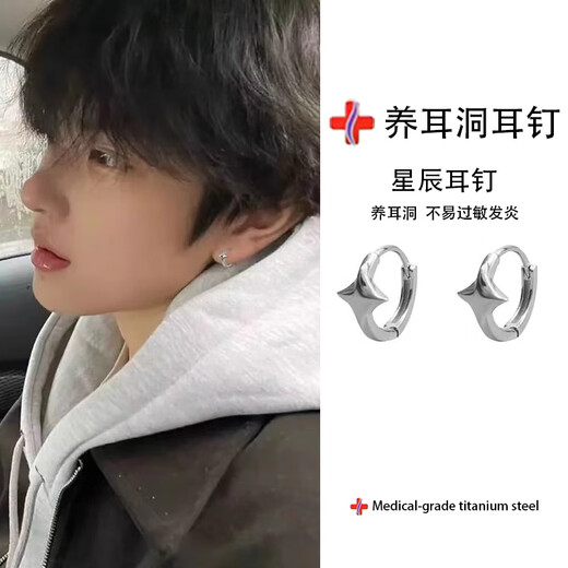 Yongjie Internet celebrity Piushuai men's earrings trendy niche high-end earrings 2025 hot style pierced earrings men's earrings Piushuai earrings G031 pair