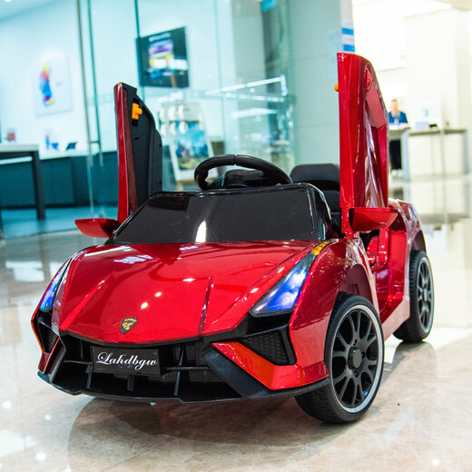 Love Children's Electric Car Four-wheel Car Children's Remote Control Toys 1-4 years old can sit on a boy and a girl's baby swaying stroller Flagship Yellow + 4-wheel drive 12V + Bluetooth + leather seat Double door + APP + remote control + self-driving + swing