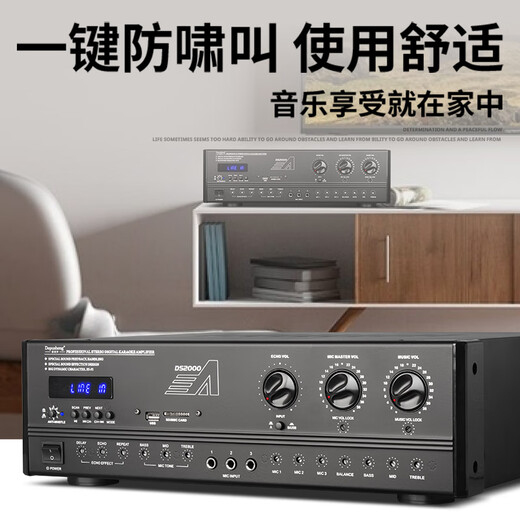 depusheng DS2000 KTV功放大功率一键防啸叫蓝牙USB带混响专业效果芯片舞台家用家庭卡拉OK功放机