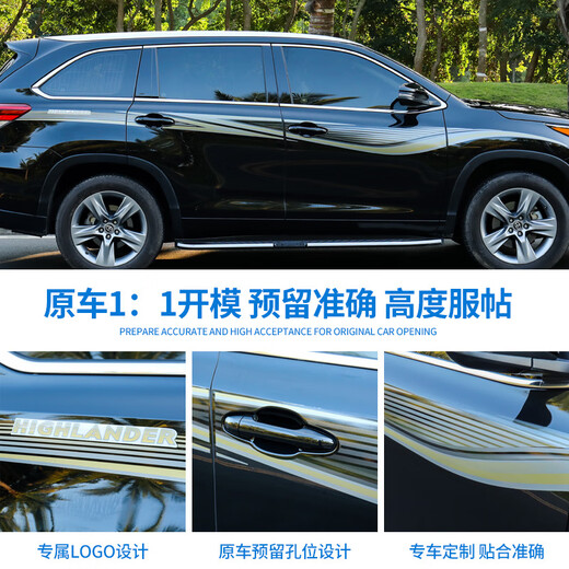 Suitable for 15-22 new Highlander body color strips special car waistline pull-up stickers fourth generation Toyota modified Highlander body color strips fourth generation-22 models-TJ-301-imported
