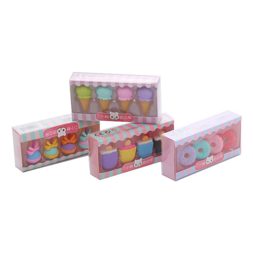 Erase de postre en caja linda Caja de regalo de dibujos animados creatorias Borrador de estudiantes Peopsicle Popsicle Eraser 4 cajas/set 6174