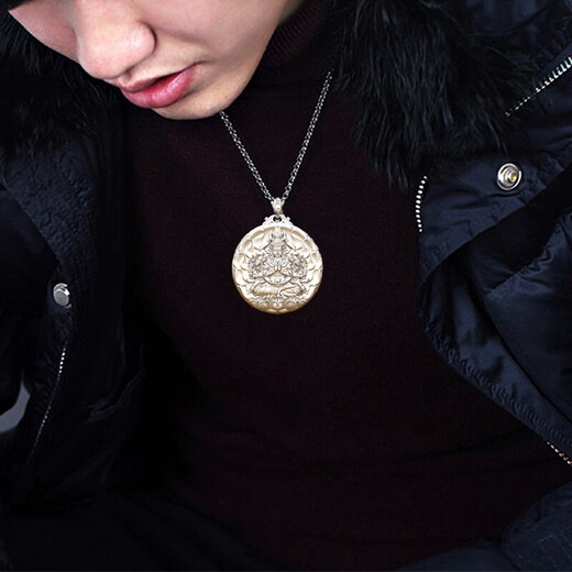 Pang Yi Solid Solid Silver Thousand-Hand Guanyin Rat Zodiac Buddha Pendant Men's Silver Medal Necklace Women's Zodiac Pendant Silver True Color Thousand-Hand Guanyin Pendant