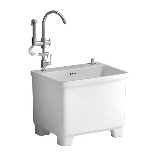 Moen (MOEN) balcony washing mop pool ceramic with faucet hole integrated high foot household bathroom mop pool floor basin trough large 13751X35 console + seating universal single cooling