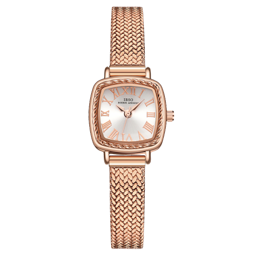 Audemars Pixar (IBSO) new watch for women simple temperament quartz watch women's watch waterproof small square watch female watch student watch for girlfriend 9226 rose gold-red belt [imported movement]