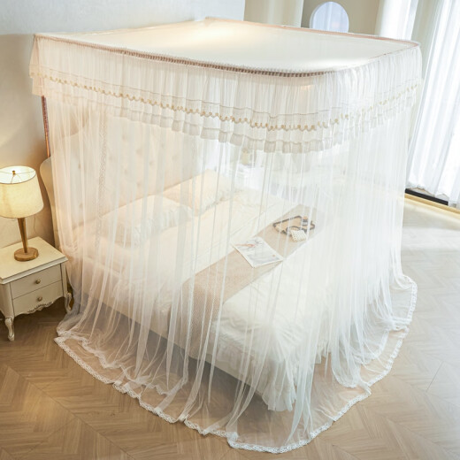 
Antarctic human U-shaped guide rail mosquito net household bedroom three-door palace floor-standing double-layer mosquito net rack 1.8x2 meters can be lifted Single layer yarn-Bai Ruxia 854 suitable for 1.8m bed [height adjustable]