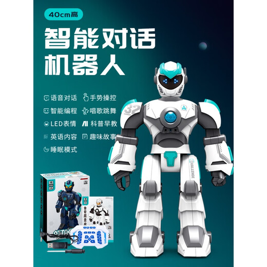 RWTW遥控机器人儿童玩具智能编程电动会走路会语音对话送男孩生日礼物 智能对话机器人-静谧白 官方标配