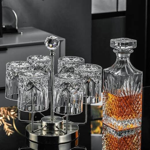 CRISTALGLASS Light luxury high-end whiskey glass household glass crystal wine cup set creative beer glass high-end wineware Roman style 290ml 6 pieces