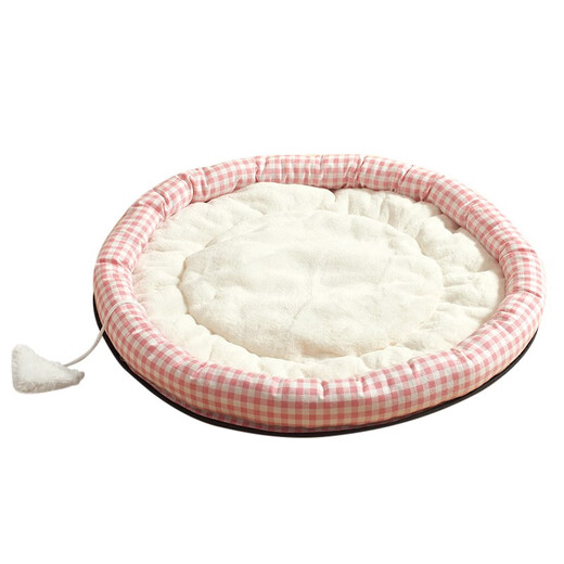 Pet Dictionary Winter Cat House Pet Warm Mat Dog House Double Layer Cat House Sleeping Mat Pet Warm Mat Winter Warm Cat House Imitation Rabbit Fleece + Cool Mat Round Pink Mat Large