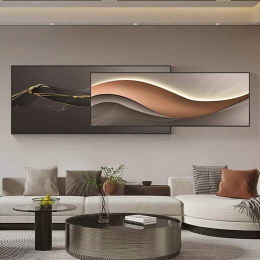 Mopai modern light luxury living room sofa background wall decoration painting 2025 new superimposed painting minimalist high-end hanging painting with backing 240x65cm (suitable for 3.5m sofa) crystal porcelain