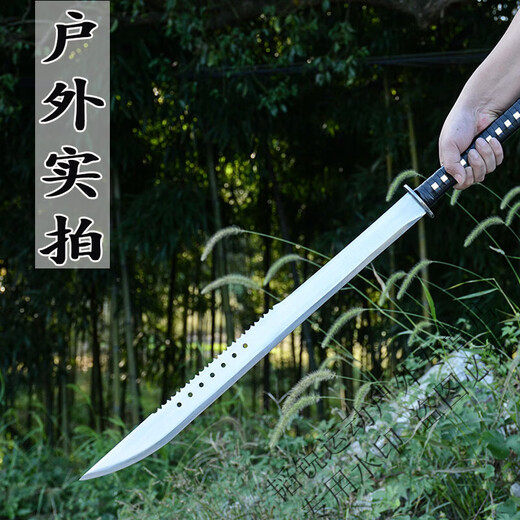 mondoba龙泉市一体锰钢唐横刀剑社会刀具防身长款户外大刀冷兵器未开刃 高锰钢白色长款XH13895TO