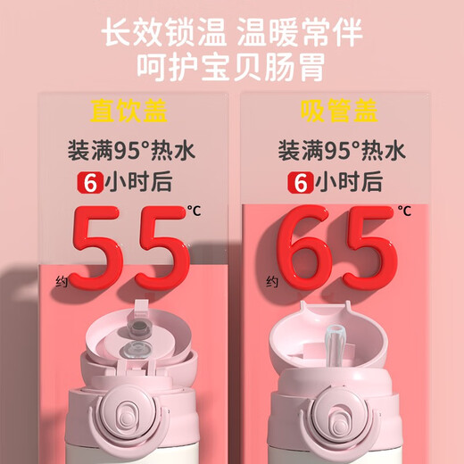 Kuromi Children's Thermos Cup für Mädchen mit Strohtrink direkt 316 Schülern aus Edelstahl-Grundschule zur Schule KT-6621 Yugui Dog (500 ml für eine Abdeckung)