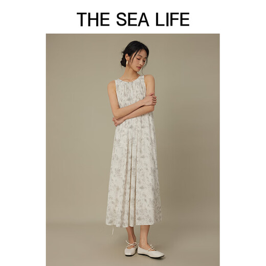 THE SEA LIFE欧海一生 连衣裙24夏秋新品素雅文艺感减龄气质印花连衣裙B12107 白桦色 M