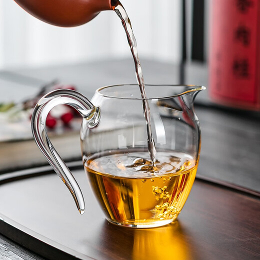 禾器·炫彩小翊口透明色茶海公道杯 手工茶具配件高硼硅耐高温玻璃分茶器 小翊口茶海(透明色)1449