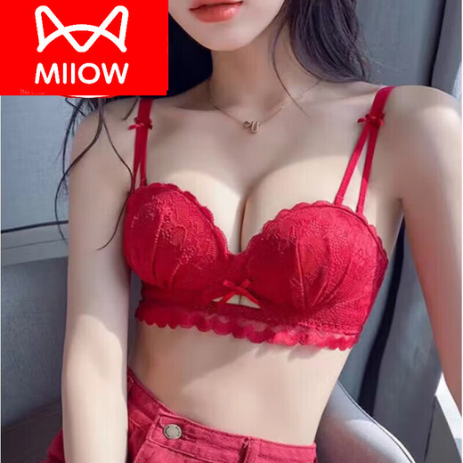 Cat Man (MiiOW) belongs to the year of the horse, big red underwear, wedding bridal set, female year of birth, Qiji red, sexy small breasts gathered, DSWY red suit 80B 36 recommended 106-118Jin Jin is equal to 0.5 kg