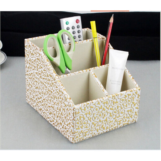Bedroom living room office conference room desktop storage box coffee table bedside table remote control board mobile phone storage box white crocodile square three grid