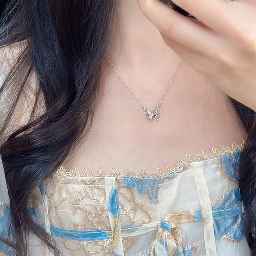 Mengjinyuan Pt950 platinum necklace platinum bow butterfly necklace butterfly wings birthday gift for girlfriend