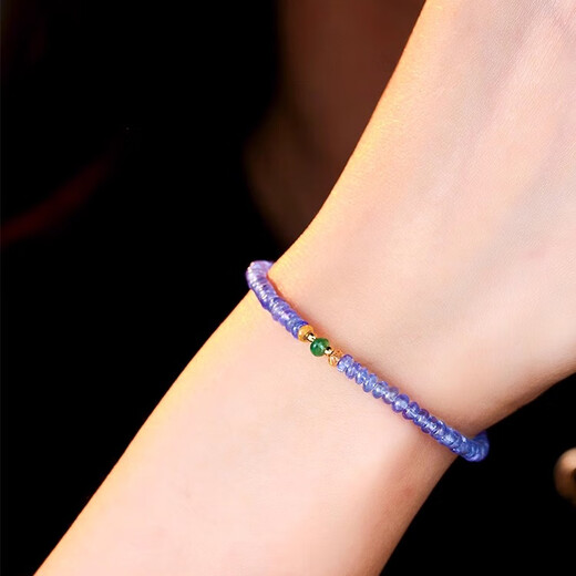 Muqian Jewelry 18K4A Grade Tanzanite DIY Zambian Emerald Bracelet AU750 Beaded Bracelet 3-3.5M 18K Tanzanite Tourmaline Emerald Bracelet 19cm