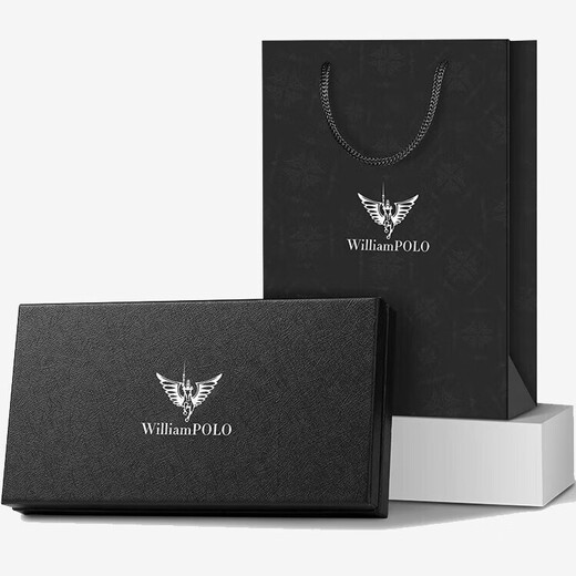 Williampolo King Paul Münzbriefbeutel Männer Langer Reißverschluss Echtes Leder Brieftasche große Kapazität Multi-Seife Mobile Handy kleine Handtasche Schwarzes Litschier Muster Englisch Standard 16 Karten inklusive Handband