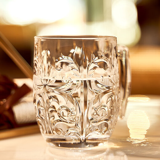 RCR Italian imported crystal glass engraved mug with handle water cup milk cup tea cup juice cup mug/single TATTOO series 430ml