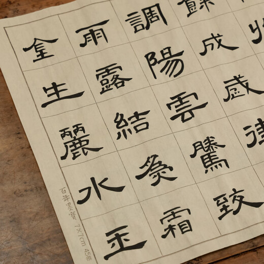 Chinese and ink half-cooked bamboo pulp daily lesson paper, calligraphy practice paper for beginners, 2cm squares, 50 sheets, four treasures of the study, calligraphy practice paper