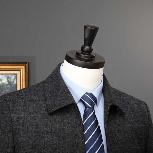 Pier Cardin Wool Jacke Herrenjacke Frühling und Herbst neuer Stil mittlerer und älterer Außenbekleidung und gelegentlich führender Kaderjacke DK-34 Button-Down-Style-Dark Grey L (175)-Empfohlen 130-145jin [Jin gleich 0,5 kg]