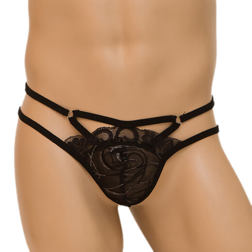 Sexy underwear thong suspenders men's sexy underwear men's leopard print sexy lace three leopard print one size