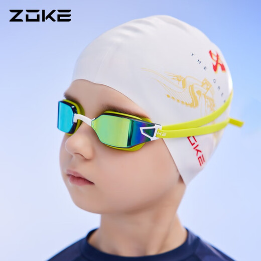 ZOKE swimming goggles, youth competition and racing, suitable for many occasions, high-definition anti-fog, waterproof, electroplated swimming training swimming goggles, orange and black (electroplating) 623502202-2