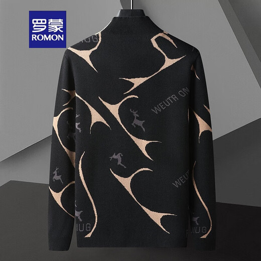 Romon gestrickte Strickjacke für Herren Frühling und Herbst 2025 neuer Stil Außenbekleidung Pullover Trendy Casual Thin Herbst Top We9926 Black XL (ca. 100-120 Jin [Jin ist gleich 0,5 kg] tragbar)