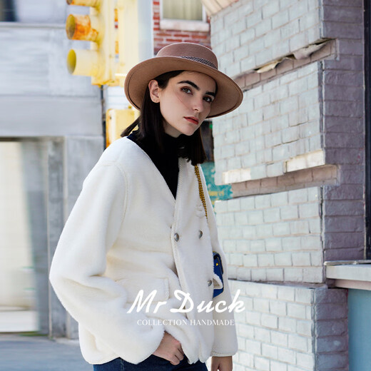 Mr DUCK Light Luxury Style Elegant Houndstooth Web Flat Top Hat Autumn and Winter High-end Wear Hepburn Fashionable Top Hat for Women MW216280-Medium Camel/Platinum Web (7cm) S (52-54CM Head Circumference)