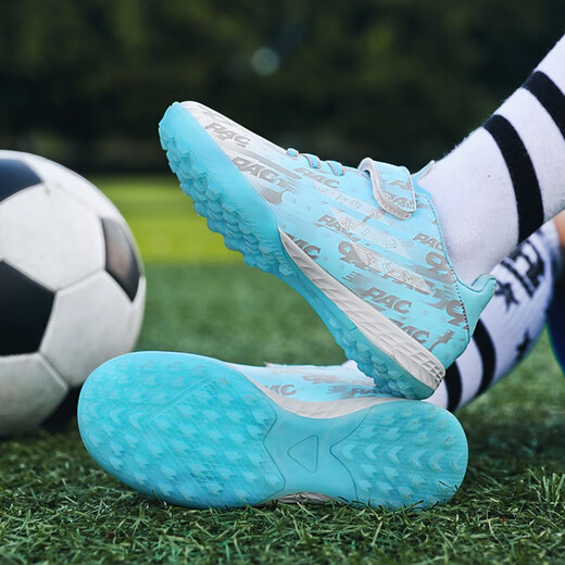 Senses zapatos de fútbol para niños sin encaje para estudiantes, hombres y mujeres, Falcon TF Broken Nails Velcro zapatillas de entrenamiento de hierba artificial 6195 Mes Color Nailas rotas 36 zapatos deportivos estándar Tamaño