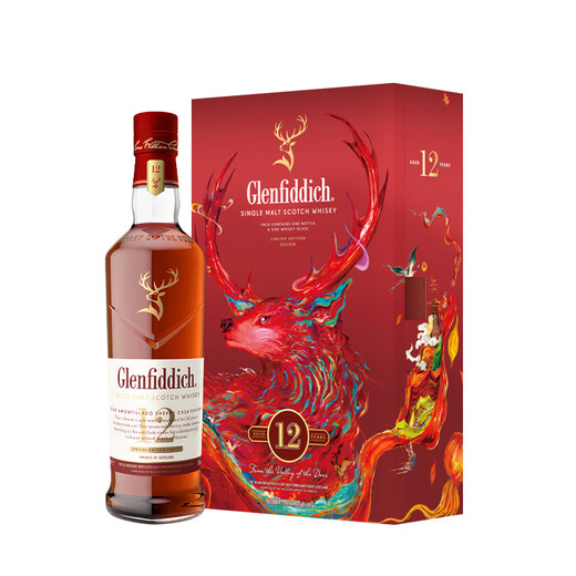 格兰菲迪（GLENFIDDICH）天使雪莉12年单一麦威士忌洋酒礼盒700ml蛇年礼盒
