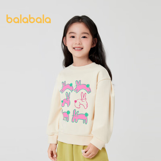 Balabala Children's Sweatshirt Girls 2024 Spring and Automn Clothion Rabbit Sweet Round Neck Pullover Top Cute 208324121001