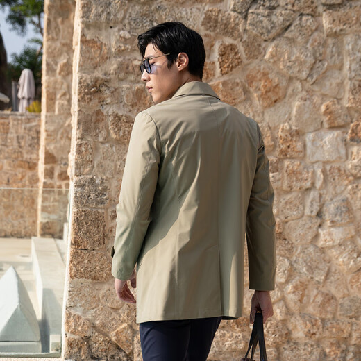 YOUNGOR windbreaker men's lapel single windbreaker nylon durable, comfortable and breathable men's top jacket khaki XL 180/100A