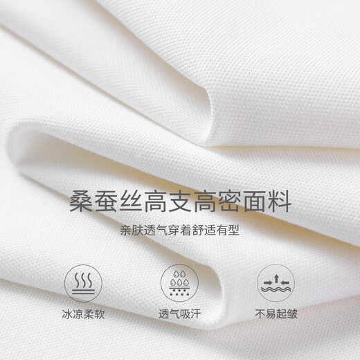 与狼共舞【含桑蚕丝】圆领短袖T恤男2025夏季新款刺绣凉感透气打底短t6623 本白803 XL (180)