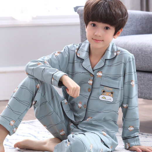 Ran Yilan Fat Boy Pajamas Medium-Grand Children's Years Eve Trousers Autumn and Winter Cotton Long Sleeve Cartoon Boy Set 11165# Yellow Dog One Size 10 Size 100CM Height